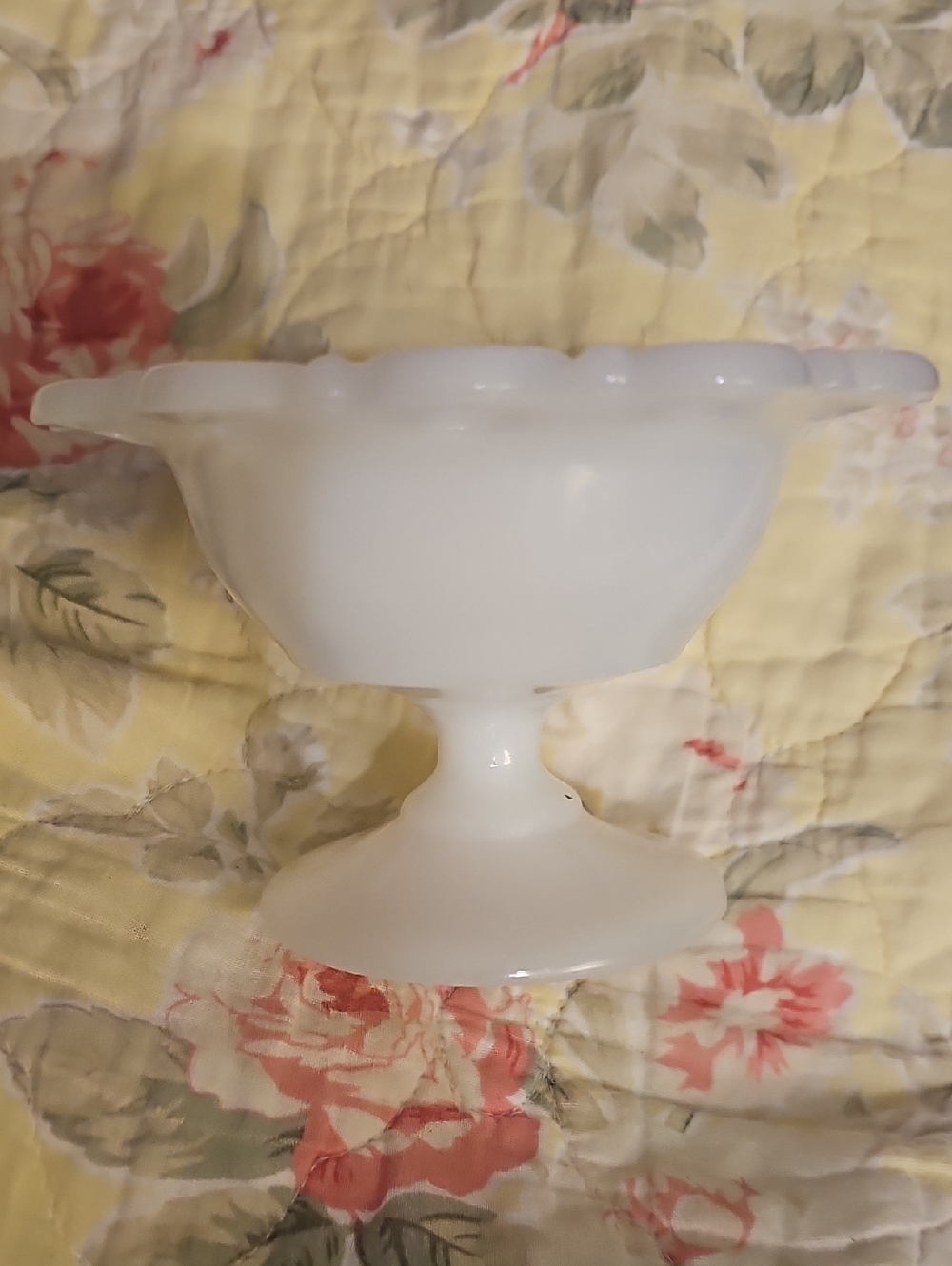 Anchor Hocking White Milk Glass Compote Dish 4"T X 5.5"W